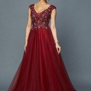 Illusion V-Neck A-Line Shape Prom Dress JT684